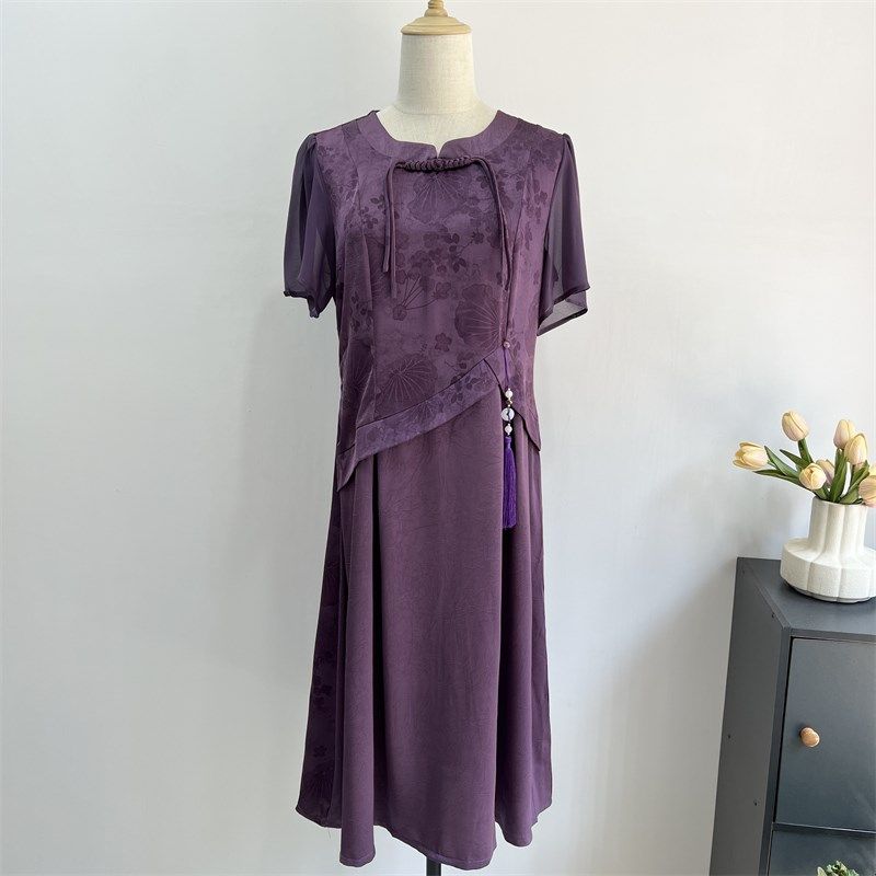 妈妈夏装2024新款婚礼连衣裙高贵喜婆婆婚宴礼服旗袍夏季显示裙子