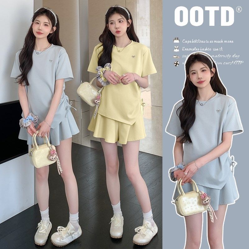 孕妇休闲夏季新款套装短袖设计感圆领上衣宽松百搭裙裤韩版两件套,孕妇装/孕产妇用品/营养,套装,淘宝优惠券,粉丝福利购,淘宝优惠卷