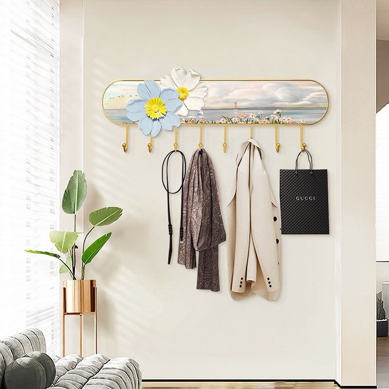 奶油风创意衣服挂钩玄关衣帽晶瓷挂钩墙上装饰入户门口打孔挂衣架