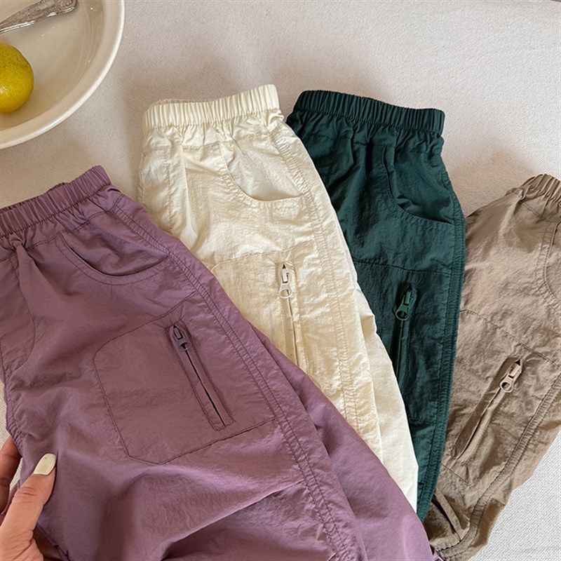 儿童工装裤夏季男童防蚊裤小童抽绳裤子百搭宝宝纯色哈伦裤女宽松,童装/婴儿装/亲子装,裤子,淘宝优惠券,粉丝福利购,淘宝优惠卷