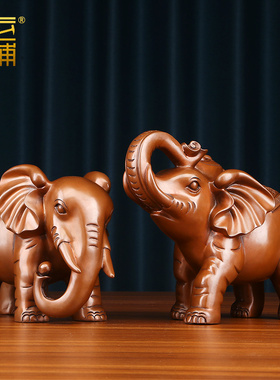 紫铜大象摆件一对财福对象家居办公室公司装饰品摆设乔迁开业礼品