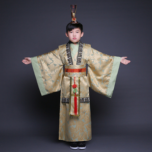 六一儿童古装汉服男童表演出服战国秦汉朝丞相诸葛亮大臣官演出服