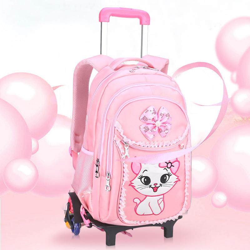拉杆书包小学生3/6年级儿童1/12周岁爬女孩楼韩版pu女童防水公主