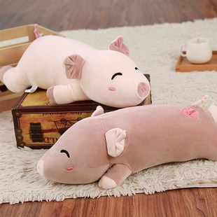 可愛豬公仔陪寶寶睡覺抱安撫娃娃嬰兒童長條睡眠抱枕毛絨玩具女孩