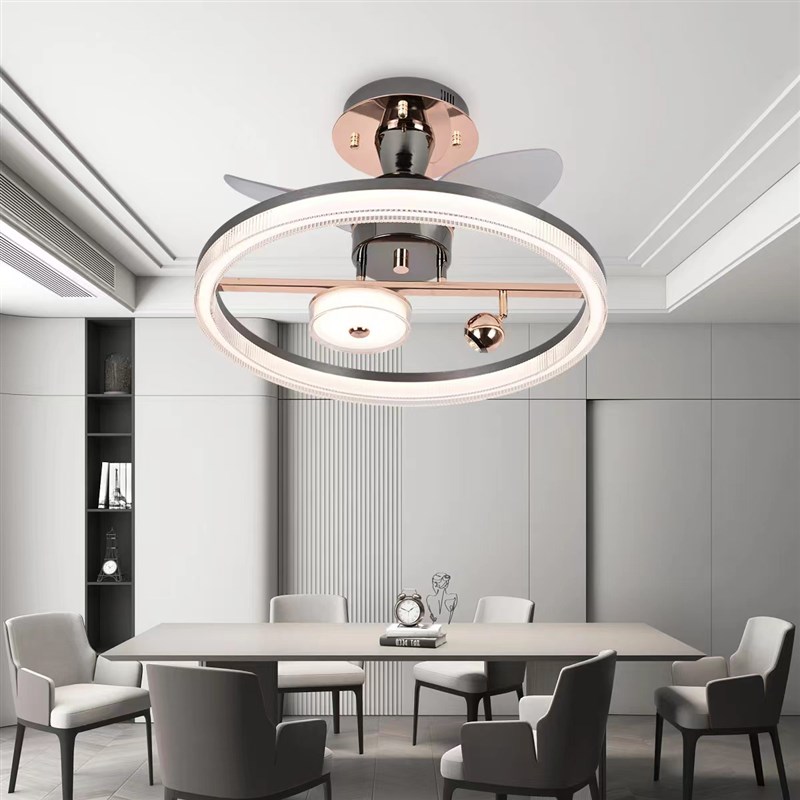 北欧创意轻奢静音风扇灯极简餐厅卧室客厅极简风扇吸顶风扇灯