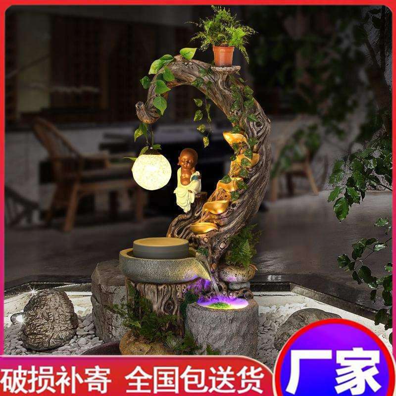 田园流水喷泉水景摆件落地客厅室内花园主题餐厅创意家居装饰品