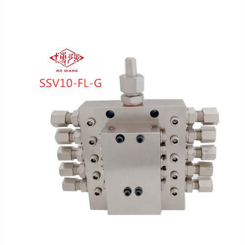 递进式分配器 SSV-6/8/10/12/14/16-FL-G-B-Re带集油块单线分配器