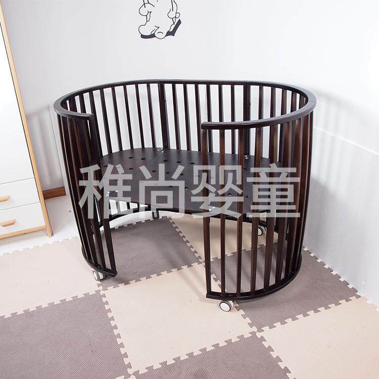 进口新西兰松木婴儿床欧式可折叠儿童床带滚轮床
