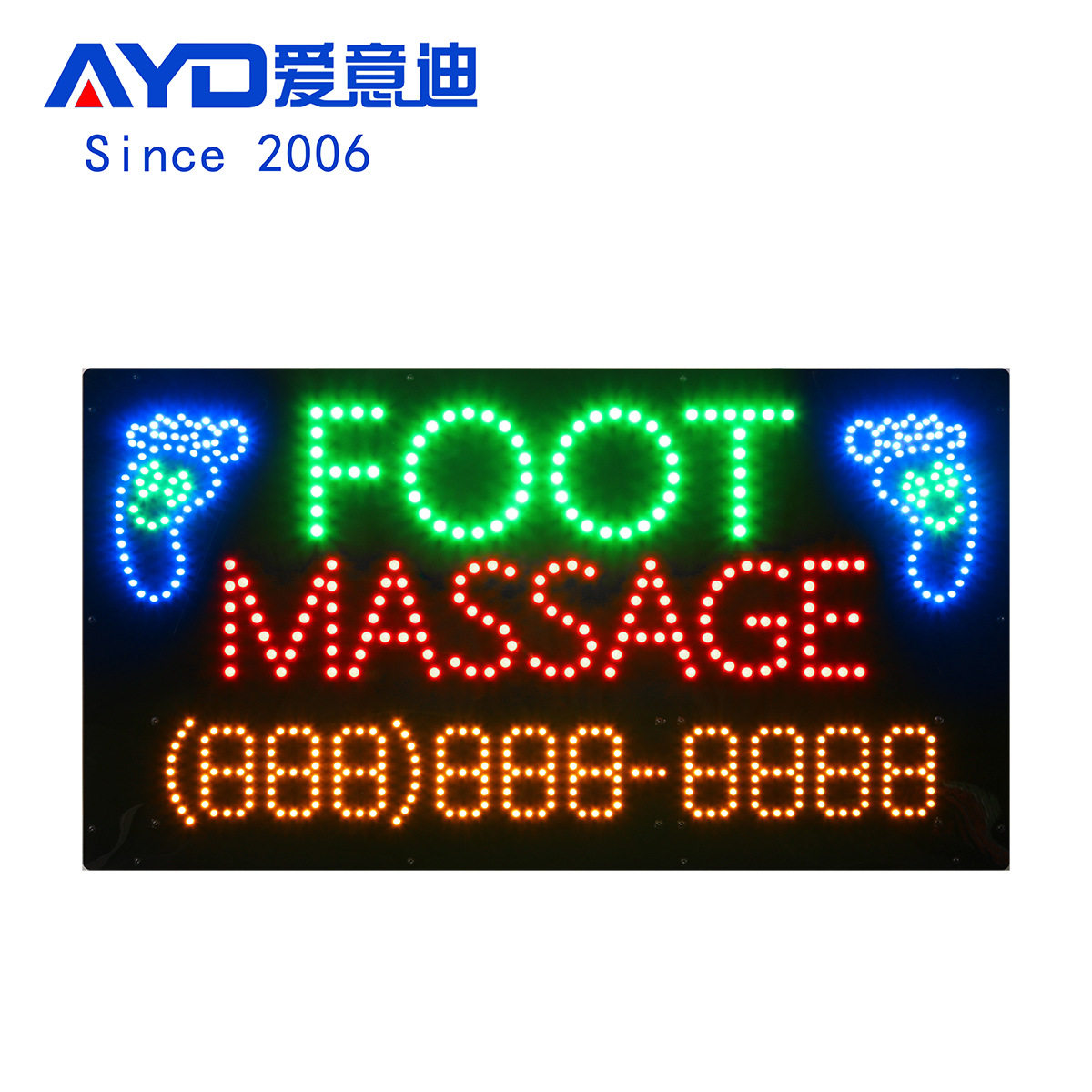 脚底按摩LED招牌电话号码可更改门头广告招牌发光字高亮标识招牌