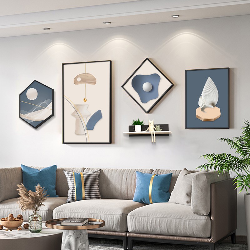 现代简约客厅装饰画沙发背景墙壁画创意轻奢大气网红新款组合挂画