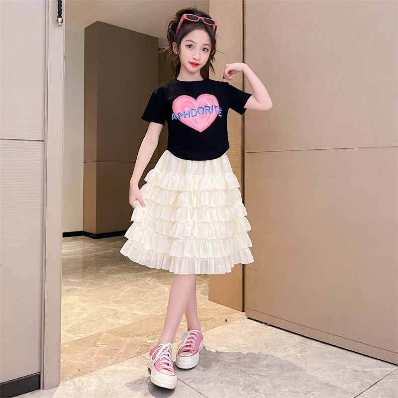 女童连衣裙夏装2024新款韩版洋气时髦短袖T恤公主蛋糕裙两件套潮,童装/婴儿装/亲子装,连衣裙,淘宝优惠券,粉丝福利购,淘宝优惠卷