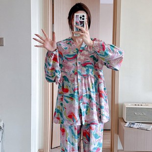 棉绸月子服春夏加大码 产后哺乳家居服怀孕待产孕妇喂奶睡衣200斤