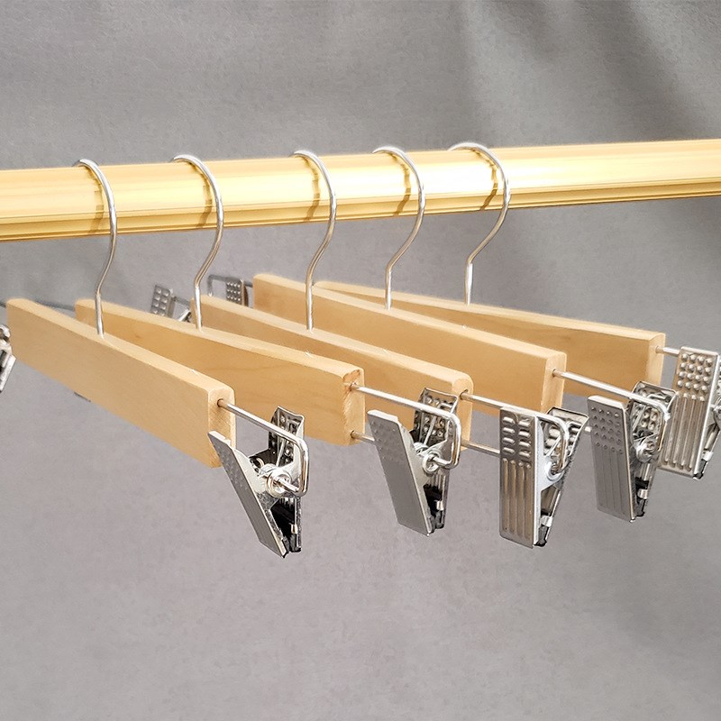 新品木质裤架服装店家用可移动内裤晾衣架夹子防滑无痕西裤夹