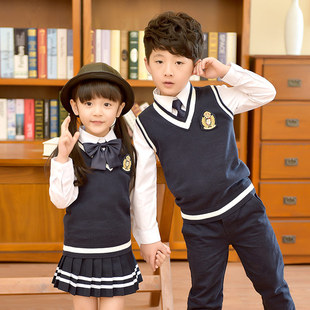 幼儿园园服套装毛衣韩版新款男女儿童装春秋季英伦小学生校服班服