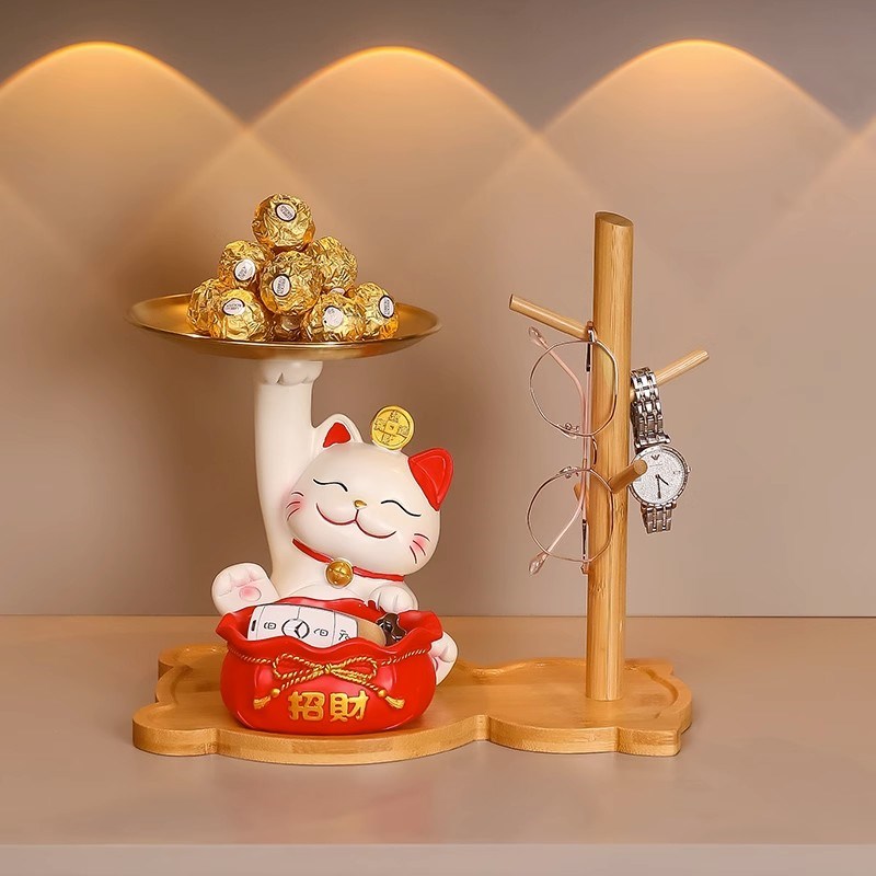 招财猫钥匙收纳玄关摆件入户鞋柜客厅电视酒柜家居装饰品乔迁礼物