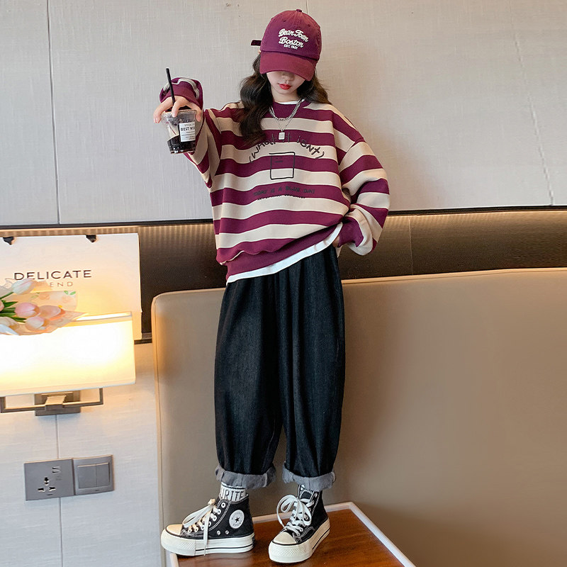 女童厚T恤春秋款儿童宽松韩版洋派网红秋季上衣2023新款女大童衣,童装/婴儿装/亲子装,卫衣/绒衫,淘宝优惠券,粉丝福利购,淘宝优惠卷