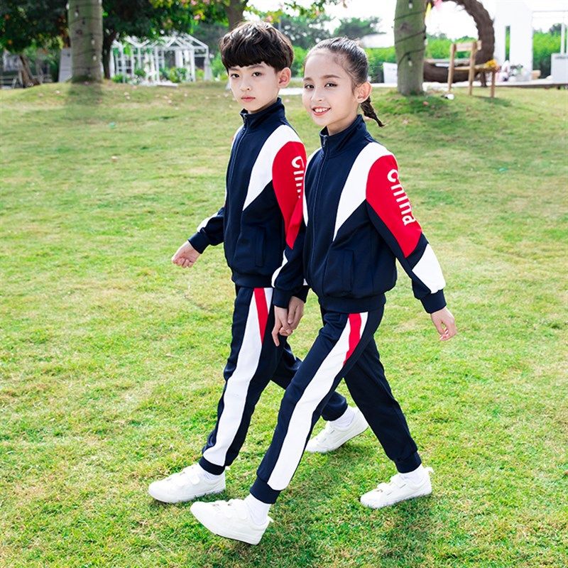 2021春秋新品中小学生班服毕业照校服幼儿园园服拼色运动休闲套装