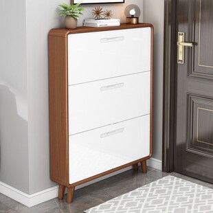 3x纯实木鞋柜超薄大容量家用门口小户型翻斗式简约现代门厅柜省空