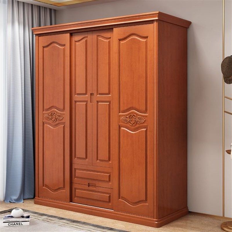 新中式现代简约推拉门柜子卧室组合整体移门大衣柜组装木质衣橱