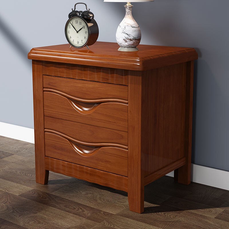 现代中式实木床头柜储物柜胡桃色原木色简约经济型家用床头柜