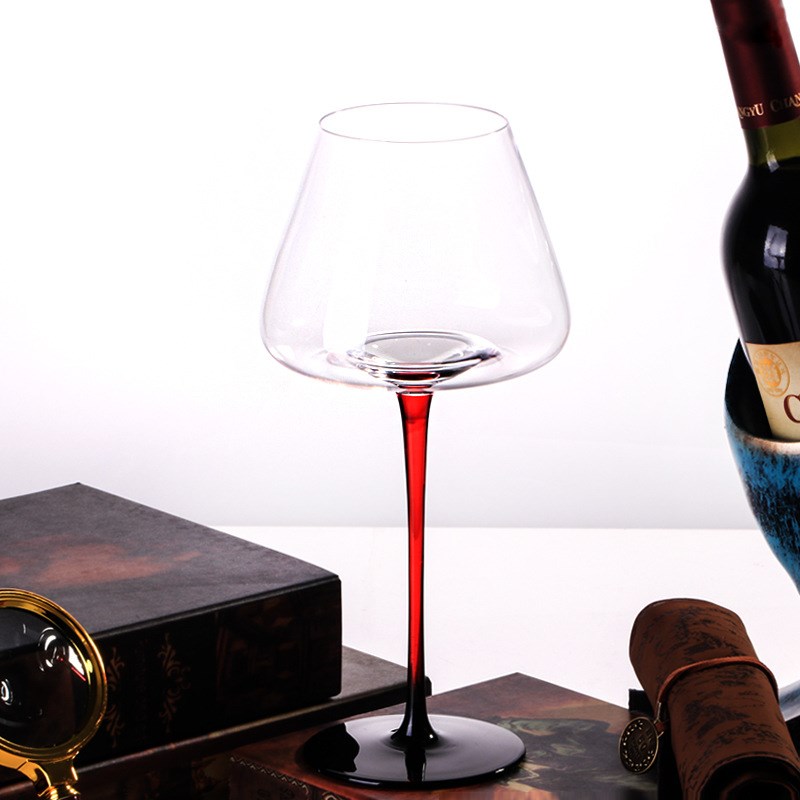 黑领结水晶玻璃红酒杯勃艮第大号红杆黑底高档酒具家用葡萄酒杯子