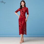 古典舞蹈服女改良旗袍弹力印花网纱跳舞专用现代中国风舞蹈演出服