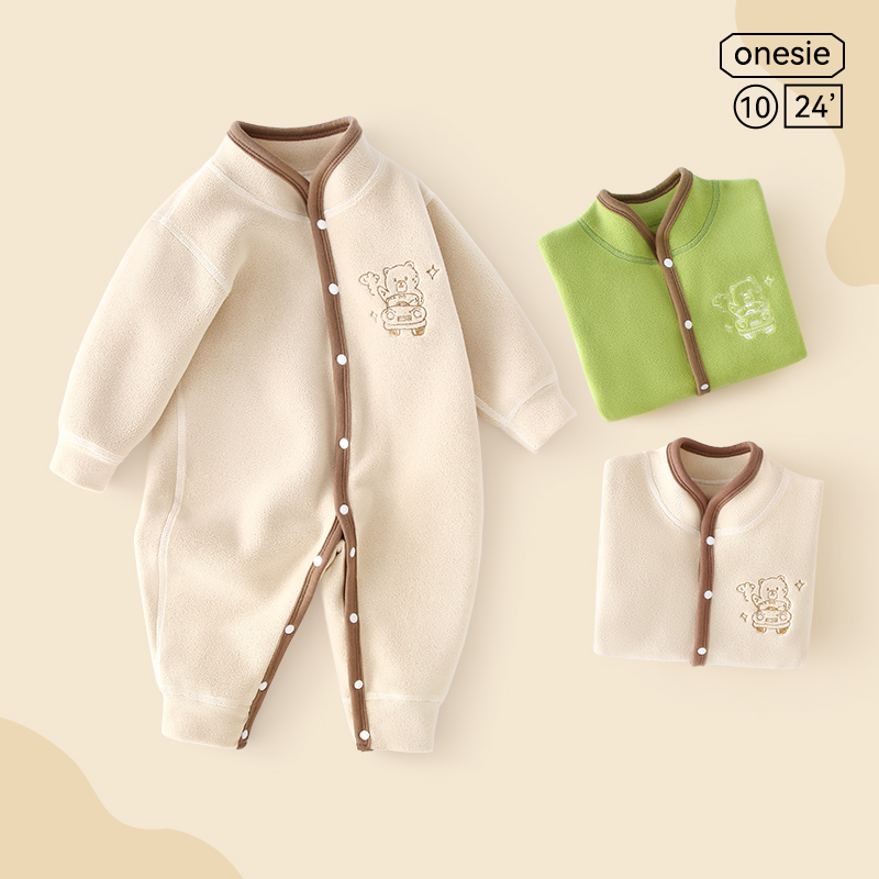 宝宝保暖连体衣婴儿秋冬款新生儿衣服婴幼儿摇粒绒秋冬季无骨哈衣