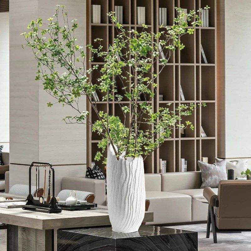 现代艺术白色陶瓷花瓶摆件客厅插花轻奢高档样板间装饰高级感大号,家居饰品,花瓶,淘宝优惠券,粉丝福利购,淘宝优惠卷