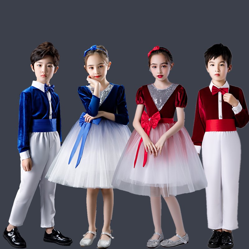 儿童合唱服演出服大合唱团男女童礼服秋冬小学生朗诵元旦表演服装