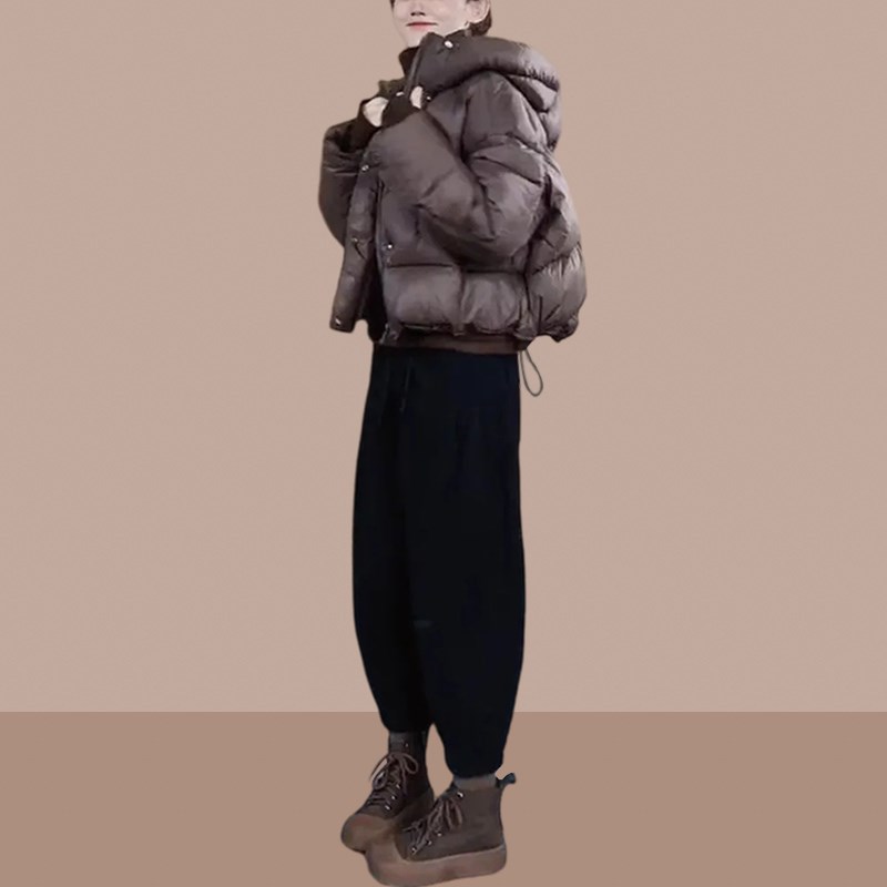 深冬装搭配一整套微胖小个子穿搭套装2024新款女装秋冬棉衣棉服袄