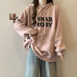 重工刺绣字母连帽卫衣女春秋季薄款宽松韩版潮学生百搭上衣服外套