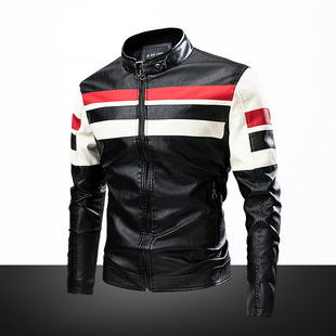 潮夹克衫 机车服保暖防风赛车服PU皮衣韩版 外套潮 男士 2022春秋新款