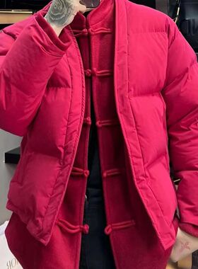 中国风唐装棉衣男立领冬季时尚复古假两件设计盘扣汉服棉袄外套潮