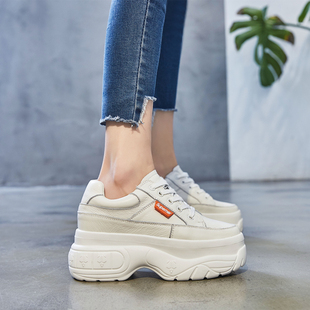 运动休闲鞋 2020网红厚底增高9CM真皮小白鞋 百搭 女夏季 透气老爹鞋