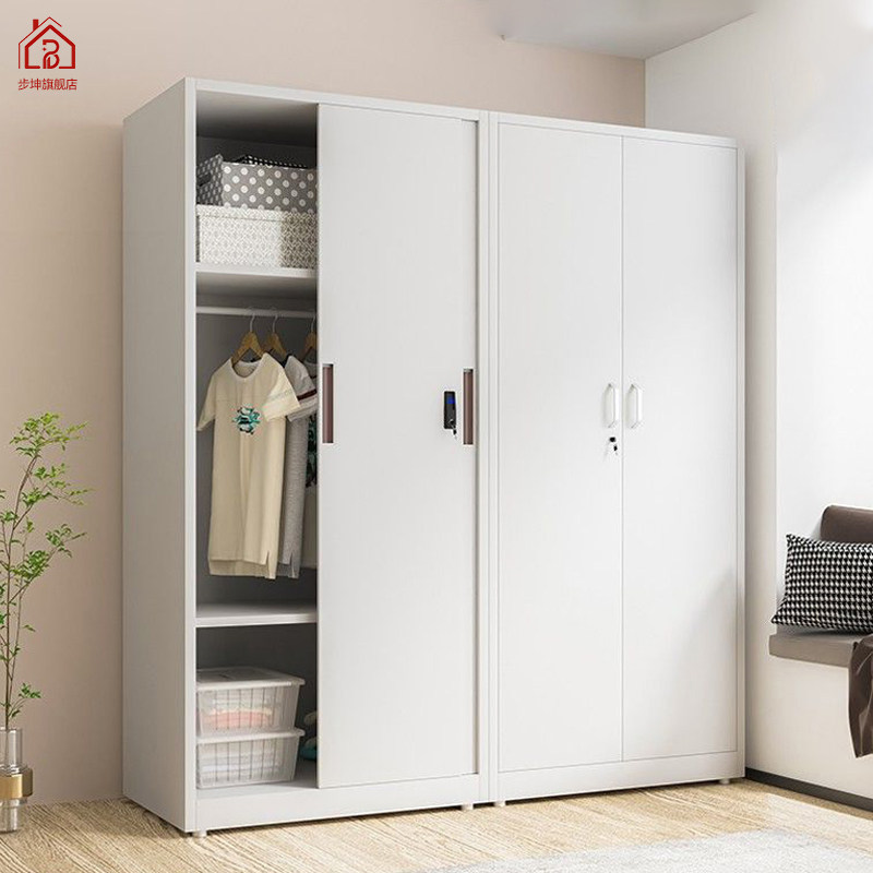 步坤衣柜卧室家用铁皮带锁钢制印花柜推拉门儿童大容量组合收纳柜,住宅家具,独立衣柜,淘宝优惠券,粉丝福利购,淘宝优惠卷