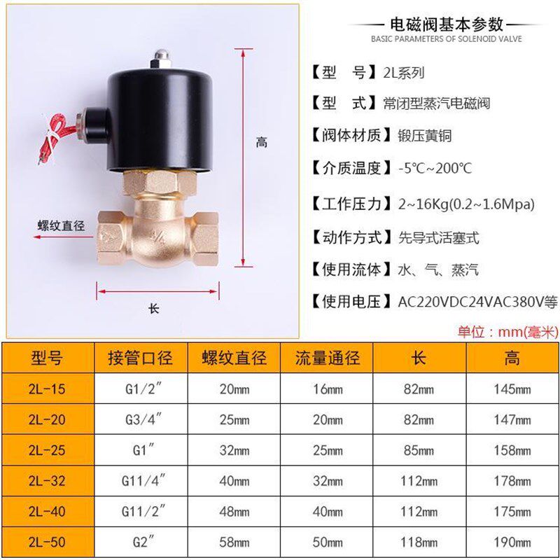 200度蒸汽电磁阀蒸汽锅炉泄压阀门4分6分1寸丝扣高压16公斤全铜阀