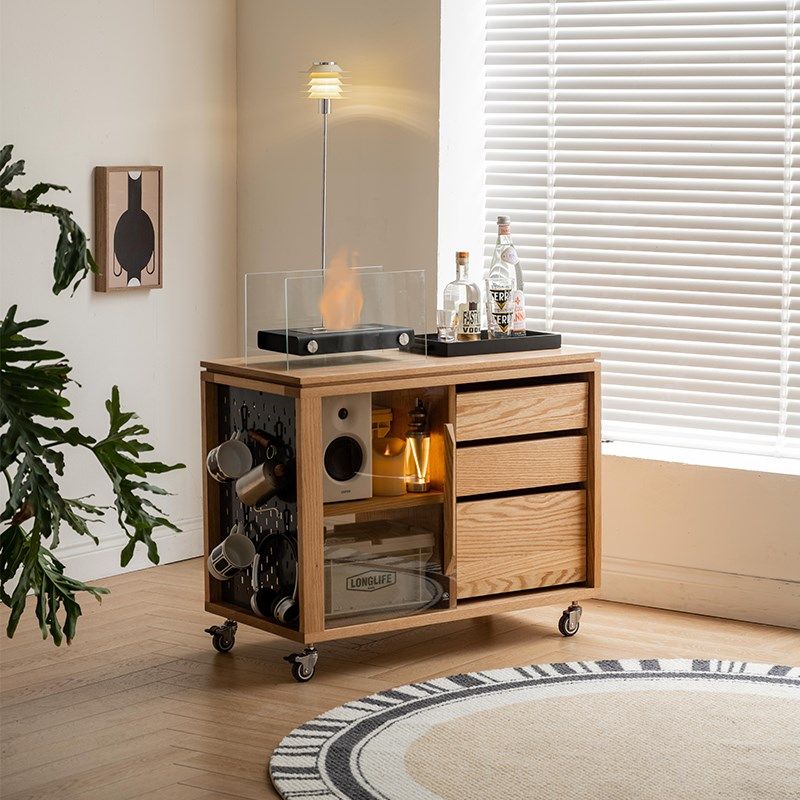 北欧实木小推车日式沙发边柜边几可移动岩板茶台中古风餐厅餐车,住宅家具,移动边几/推车,淘宝优惠券,粉丝福利购,淘宝优惠卷