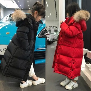 洋气儿童韩版过膝款男童中长款时尚冬装加厚棉袄女童2024羽绒棉服