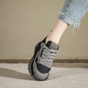 松糕厚底老爹鞋女款2024春秋新款轻便百搭增高休闲运动鞋子女爆款