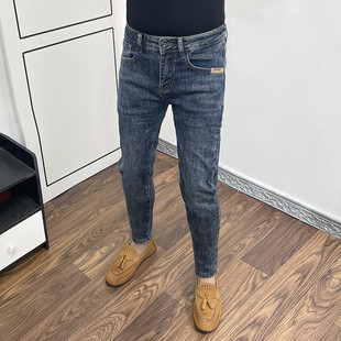 新款春秋季九分牛仔裤男潮流韩版弹力修身型小脚裤子2024显瘦长裤