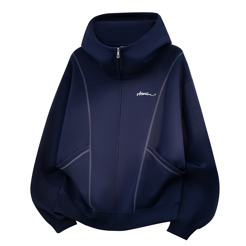 MZAO 美式学院风ins舒适连帽立体剪裁撞色线条中性风卫衣男女同款