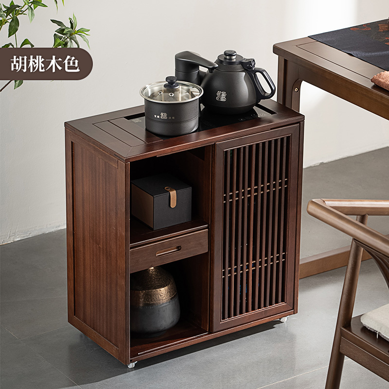新中式实木茶水柜泡茶边柜烧水柜一体茶车移动茶几边几小茶台桌子