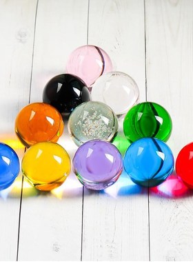 2025纯手工彩色水晶球道具蓝色粉红色紫色玻璃光球柜台鱼缸装饰摆