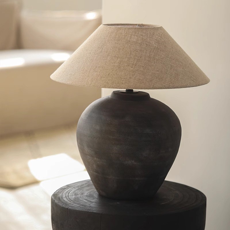 日式侘寂风民宿氛围n感复古做旧陶瓷台灯装饰品客厅玄关摆件装饰