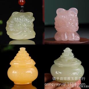 阿富汗玉书房镇纸猫咪镇尺笔架聚宝盆文玩手把件书桌小摆件