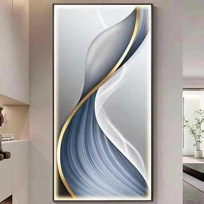 新款走廊尽头入户玄关画几何装饰画现代简约客厅挂画带灯轻奢高档