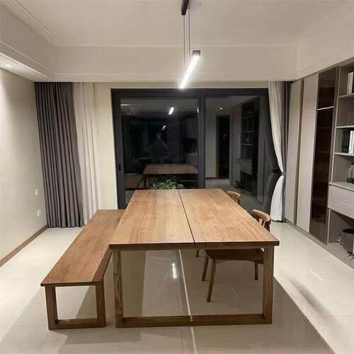 莫比恩家用餐桌白蜡木实木无贴皮饭桌简约高端客厅轻奢长条书桌