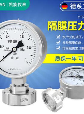 隔膜压力表YTP100BF/MN 卫生型膜片活接螺母式DN25 DN50 SMS38