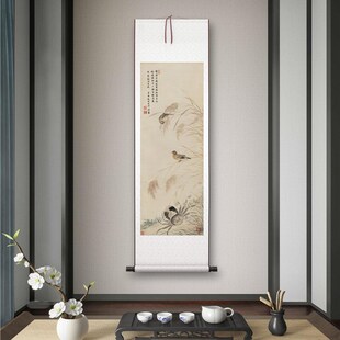 清项圣谟《稻蟹图》客厅书房茶室装饰画挂画玄关水墨高清卷轴字画