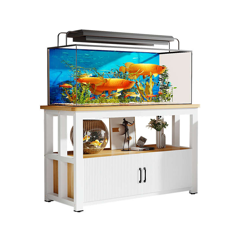 简约家用鱼缸柜底柜客厅小型金属鱼缸架置物柜水族箱底座柜储物